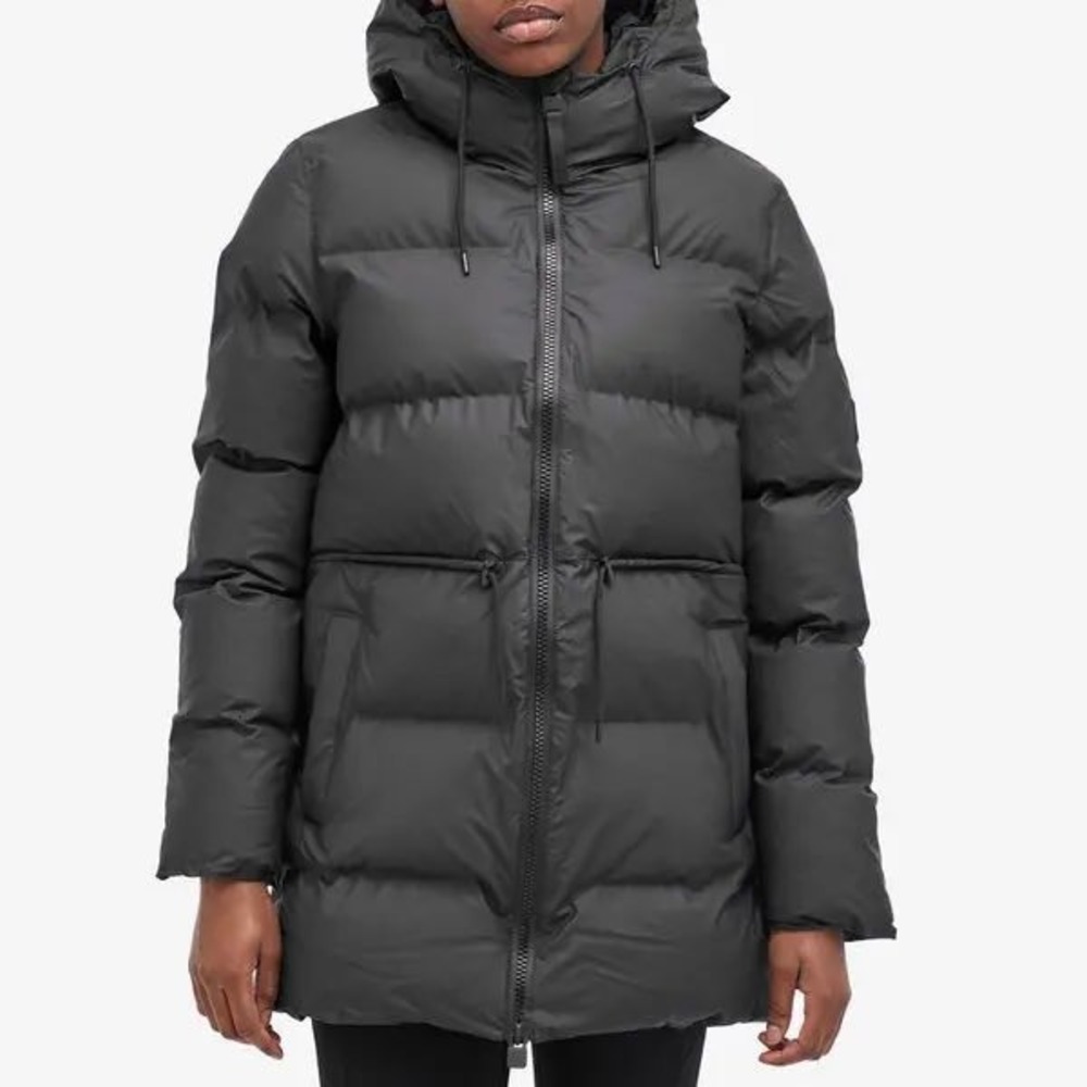 Rains Alta Puffer Parka Black Waterproof Insulated Winter Jacket Large